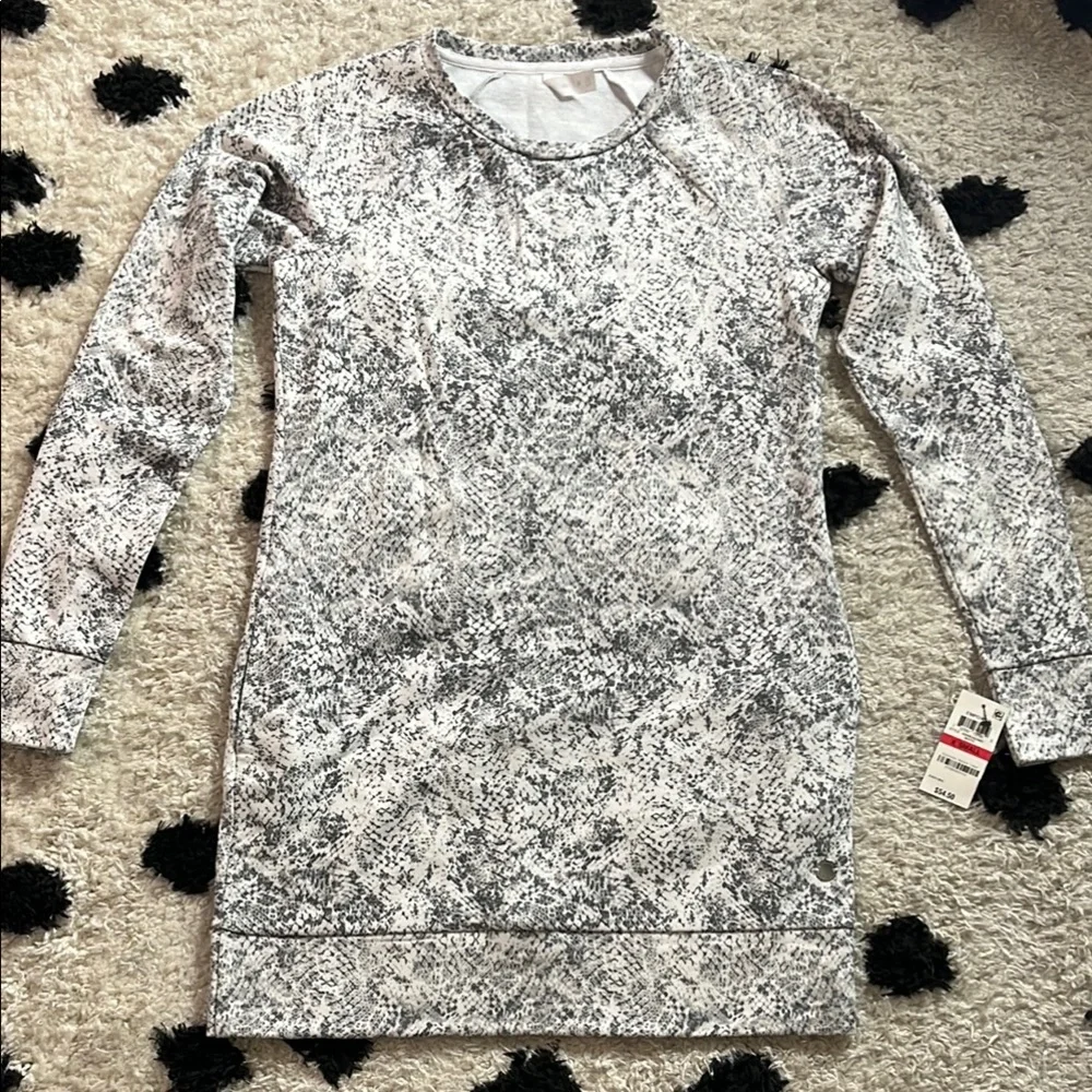 Ideology size XS grey and white long snake Patterned long sleeve sweater